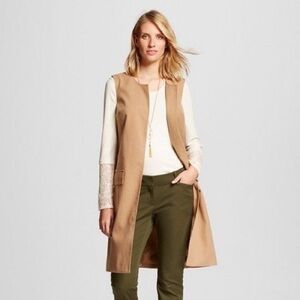 Merona Tan sleeveless long jacket